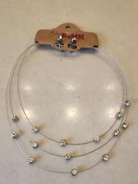 Hot Pink Silver-tone Wire Multi-Strand Choker Necklace - NWOT